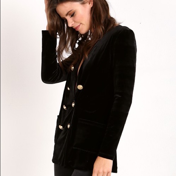 WYLDR - Velvet Blazer - Black w/ Gold Btns - Picture 4 of 4